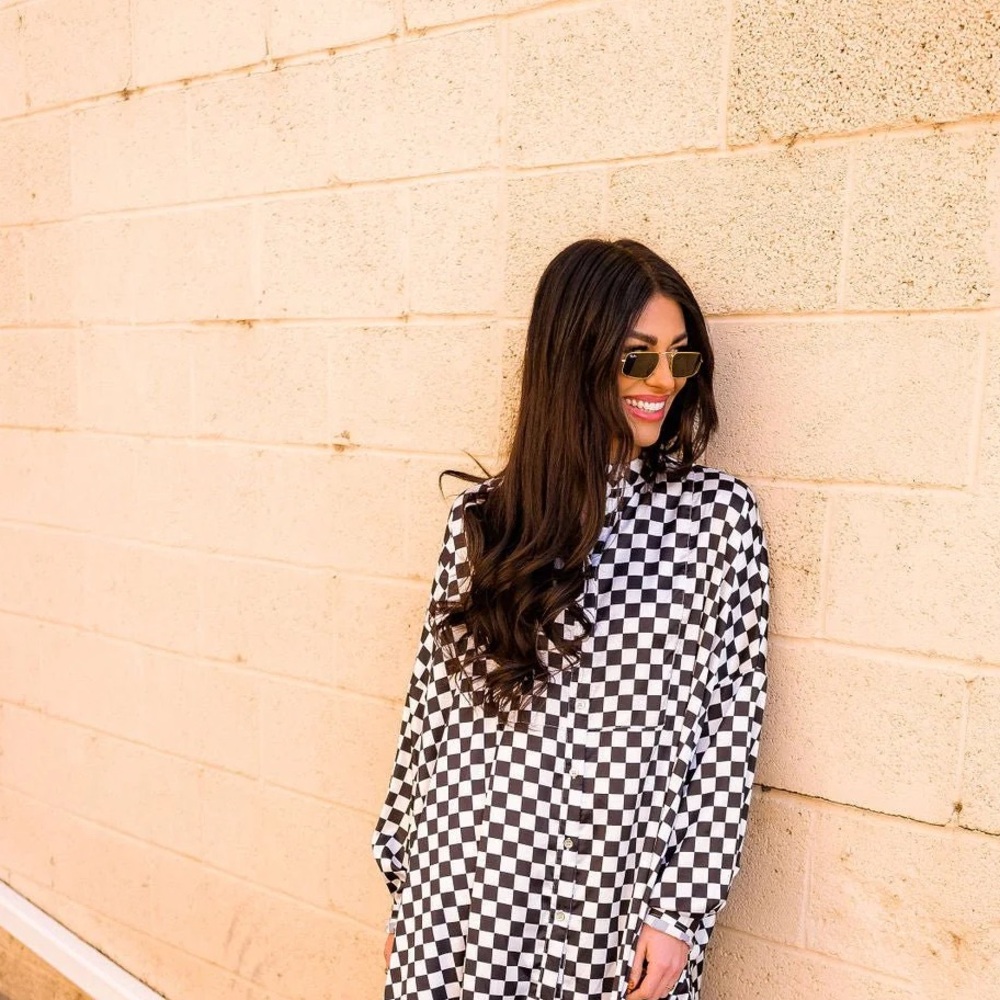 Dressed in LALA Satin Checkered Playsuit